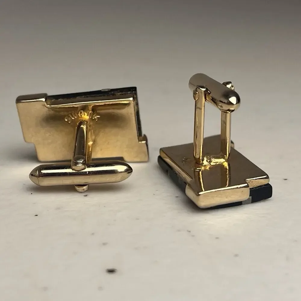 Vintage SWANK Christian Cross Mother of Pearl Inlaid Cuff Links Religious Church
